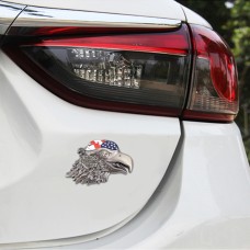 Eagle Head Pattern Car Metal Body Decorative Sticker (Silver Grey)