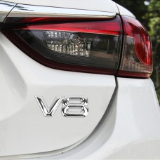 V8 Connect Shape Car Metal Body Decorative Sticker, Size : L (Silver)