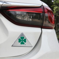 Four Leaf Clover Herb Luck Symbol Aluminum Slim Triangle Badge Emblem Labeling Sticker Styling Car Dashboard  Decoration