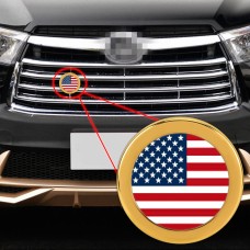 Устроение автомобилей США флаг шаблон металлической передней решетки решетки сети насекомых декоративная наклейка случайная наклейка, диаметр: 5,4 см (золото)