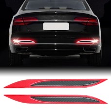 2 PCS Carbon Fiber Car-Styling Rear Bumper Decorative Strip, External Reflection + Inner Carbon Fiber(Red)