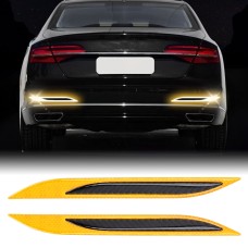 2 PCS Carbon Fiber Car-Styling Rear Bumper Decorative Strip, External Reflection + Inner Carbon Fiber(Yellow)