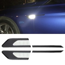 2 PCS Carbon Fiber Car-Styling Fender Reflective Bumper Decorative Strip, Inner Reflection + External Carbon Fiber(White)