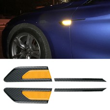 2 PCS Carbon Fiber Car-Styling Fender Reflective Bumper Decorative Strip, Inner Reflection + External Carbon Fiber(Yellow)