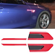 2 PCS Carbon Fiber Car-Styling Fender Reflective Bumper Decorative Strip, External Reflection + Inner Carbon Fiber(Red)