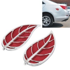 2 ПК Форма листья автомобильная пластиковая декоративная наклейка, размер: 12,0 x 6,0 см (серебро + красный)