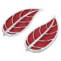 2 PCS Leaf Shape Car Plastic Decorative Sticker, Size: 12.0 x 6.0cm(Silver + Red)