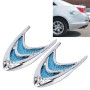 2 PCS Car Plastic Decorative Sticker, Size: 10.0 x 5.0cm(Silver + Blue)