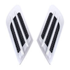 2 PCS Euro Style Plastic Decorative Air Flow Intake Turbo Bonnet Hood Side Vent Grille Cover With Self-adhesive Sticker(Silver)