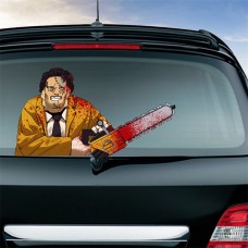 Chainsaw Killers Pattern Horror Series Car Rear Windshield Window Wiper Self-Adhesive Decorative Sticker