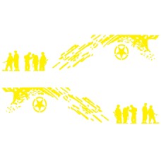 2 PCS/Set D-123 Soldiers Pattern Car Modified Decorative Sticker(Yellow)