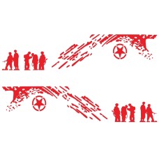 2 PCS/Set D-123 Soldiers Pattern Car Modified Decorative Sticker(Red)