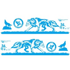 2 PCS/Set D-180 Wolf Totem Pattern Car Modified Decorative Sticker(Blue)