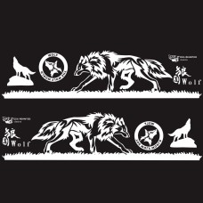 2 PCS/Set D-180 Wolf Totem Pattern Car Modified Decorative Sticker(White)