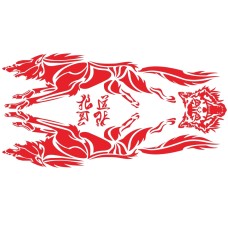 2 PCS/Set D-218 Wolf Totem Pattern Car Modified Decorative Sticker(Red)