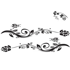 2 PCS/Set D-251 Butterfly Love Flowers Pattern Car Modified Decorative Sticker(Black)