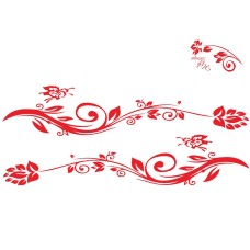 2 PCS/Set D-251 Butterfly Love Flowers Pattern Car Modified Decorative Sticker(Red)