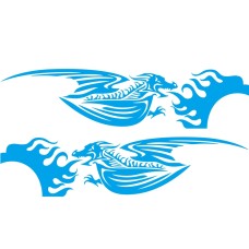 2 ПК/набор D-489 Огненной дышащий Dragon Pattern Modified Decorative Sticker (Blue)