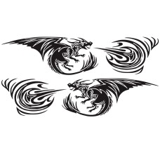 2 ПК/набор D-498 Pterosaur Spitfire Pattern Car Modified Decorative Sticker (черный)