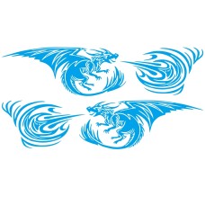 2 ПК/набор D-498 Pterosaur Spitfire Pattern Car Modified Decorative Sticker (Blue)