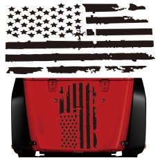 D-778 American Flag Pattern Car Modified Decorative Sticker(Black)