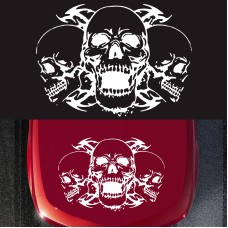 D-923 Three Skulls Pattern Car Modified Decorative Sticker(White)