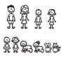 10 PCS Family Member Pattern Vinyl Decorative Auto Decal Cartoon Car Sticker (Black)