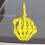 10 PCS Anti-High Beam Car Sticker Middle Finger Despise Reflective Car Sticker Bones Motorcycle Sticker(Yellow)