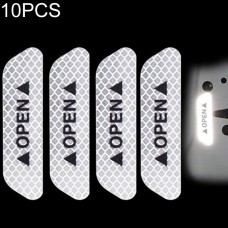 10 PCS OPEN Reflective Tape Warning Mark Bicycle Accessories Car Door Stickers(White)