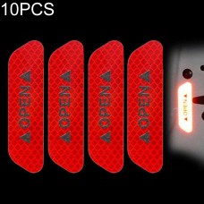 10 PCS OPEN Reflective Tape Warning Mark Bicycle Accessories Car Door Stickers(Red)