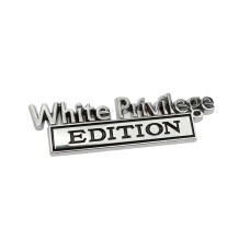 2 PCS Car Metal Leaf Board Car Logo White Privilege Edition Modified Car Body Sticker Sign(Silver Black)