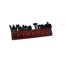 2 PCS Car Metal Modification Standard White Trash Edition Car Label Stickers(Black Red)