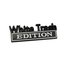 2 PCS Car Metal Modification Standard White Trash Edition Car Label Stickers(Black White)