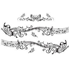 D-347 Butterfly Note Car Sticker Stice Music Line Line Cody Sticker (Black)