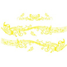 D-347 Butterfly Note Car Sticker Stice Mults Line Line Body Sticker (желтый)