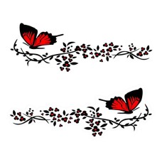 2 пары R729 Butterfly Flower Car Sticker Butterfly Love Flower Personality Cover Cover Coade Decorative Marticle (красный)