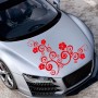 D-908 Summer Flower Totem PVC Car Hood Sticker(Red)