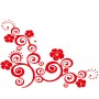 D-908 Summer Flower Totem PVC Car Hood Sticker(Red)