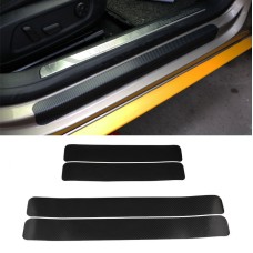 5 Sets Car Threshold Carbon Fiber Sticker Car Door Scratch Strip Anti-Kick Film Protective Pad Threshold Strip, Colour: 4 PCS / Set 3D Black