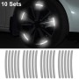 10 Sets Car Wheel Reflective Stickers 3D Personal Decoration Tire Warning Stickers(Silver White)
