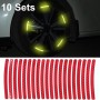 10 Sets Car Wheel Reflective Stickers 3D Personal Decoration Tire Warning Stickers(Red)