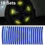 10 Sets Car Wheel Reflective Stickers 3D Personal Decoration Tire Warning Stickers(Blue)