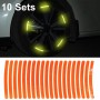 10 Sets Car Wheel Reflective Stickers 3D Personal Decoration Tire Warning Stickers(Orange)