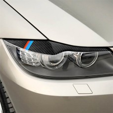 1 Пара трех цветовых углеродных волокон-фонарей Декоративная наклейка для бровей для BMW E90 / 318i / 320i / 325i 2005-2008, Drop Glue Version