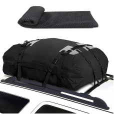 15 кубический автомобиль универсальный дождь, защищенная от багажа, открытая сумка для кемпинга + коврик для не скольжения (черный)