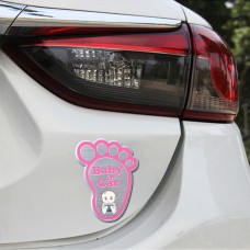 Baby in Car Happy Feet Shape Adoreable Style Car Free Sticker (Pink)