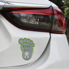 Baby in Car Happy Feet Shape Adoreable Style Car Free Sticker(Green)