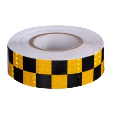 PVC Lattice Reflective Belt Generic Film Traffic Safety Facilities Anti-Collision Warning Stickers(Yellow Black)