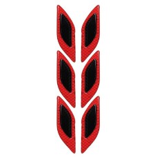 2 Sets Carbon Fiber Warning Sticker Car Anti-Collision Strip Leaf Plate Reflective Sticker Hood Light Eyebrow Anti-Collision Drops Sticker(6 PCS (Red))