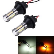 2PCS 1156/Ba15s 5W 300LM 66LEDs SMD-4014 Car Tail Bulb Turn Signal Auto Reverse Lamp Daytime Turn Running Light Car Source (White Light+ Yellow Light), Cable Lenght:1 m